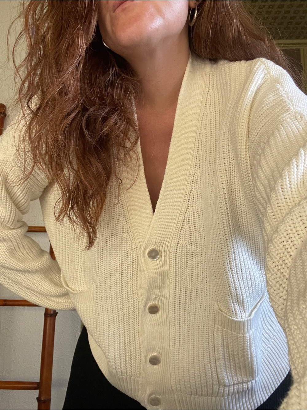 GAP Cotton Soft Knit Pocketed Button Front Cardigan Sweater W/ Custom Buttons